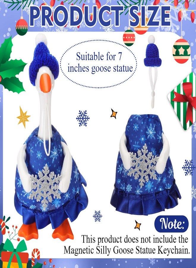 Abbylike Winter Mini Desk Goose Outfit 7 Inch Magnetic Silly Goose Statue Holiday Decor Gifts for Winter Christmas Holiday Magnetic Duck Statue Table Desk Key Holder Decor(Snowflake) - Image 2